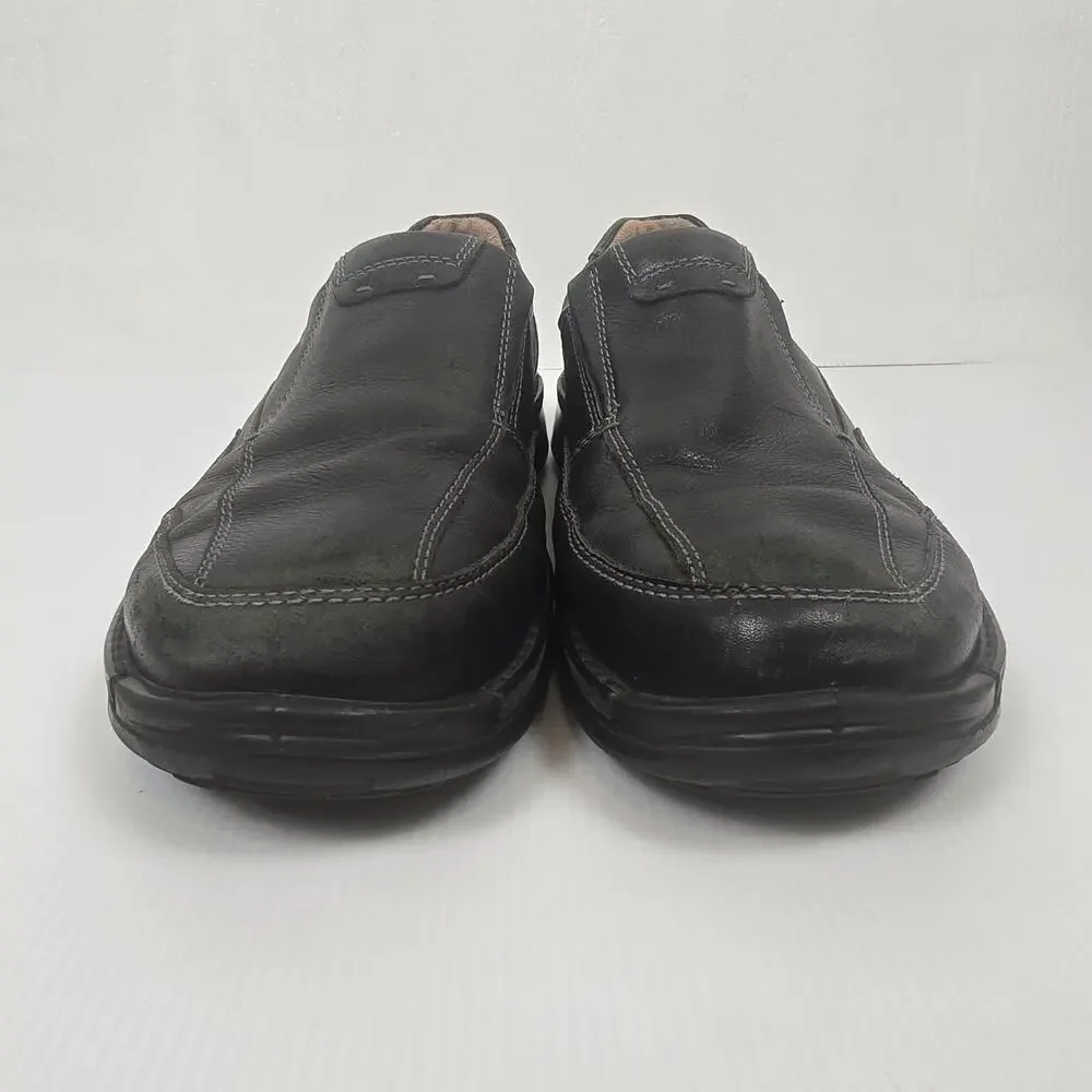 Ecco Mens 11 Dress Loafers Fusion Leather Black Slip On Academia Grandpa Preppy